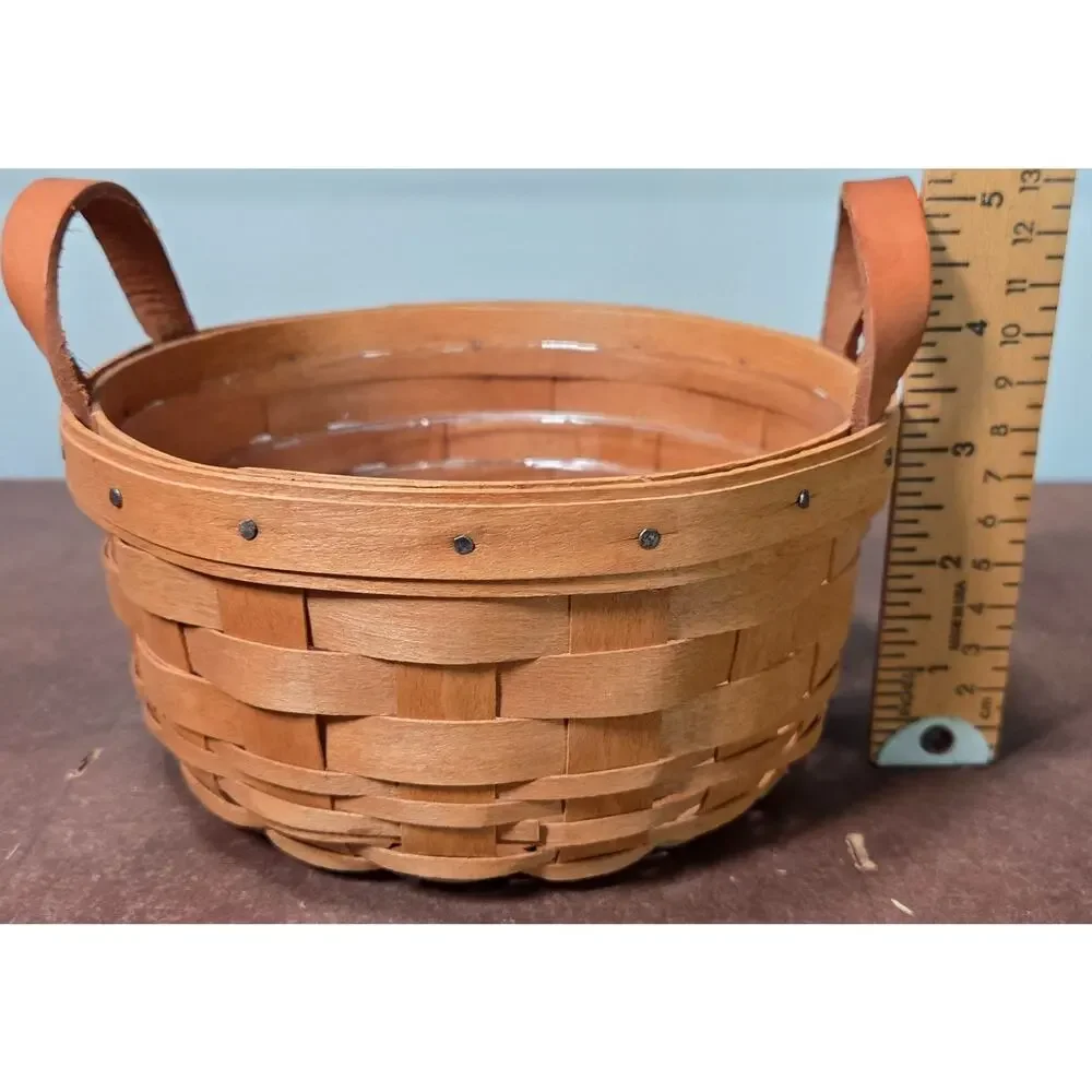 Vintage 1993 Longaberger Handwoven Wood Button Basket 7